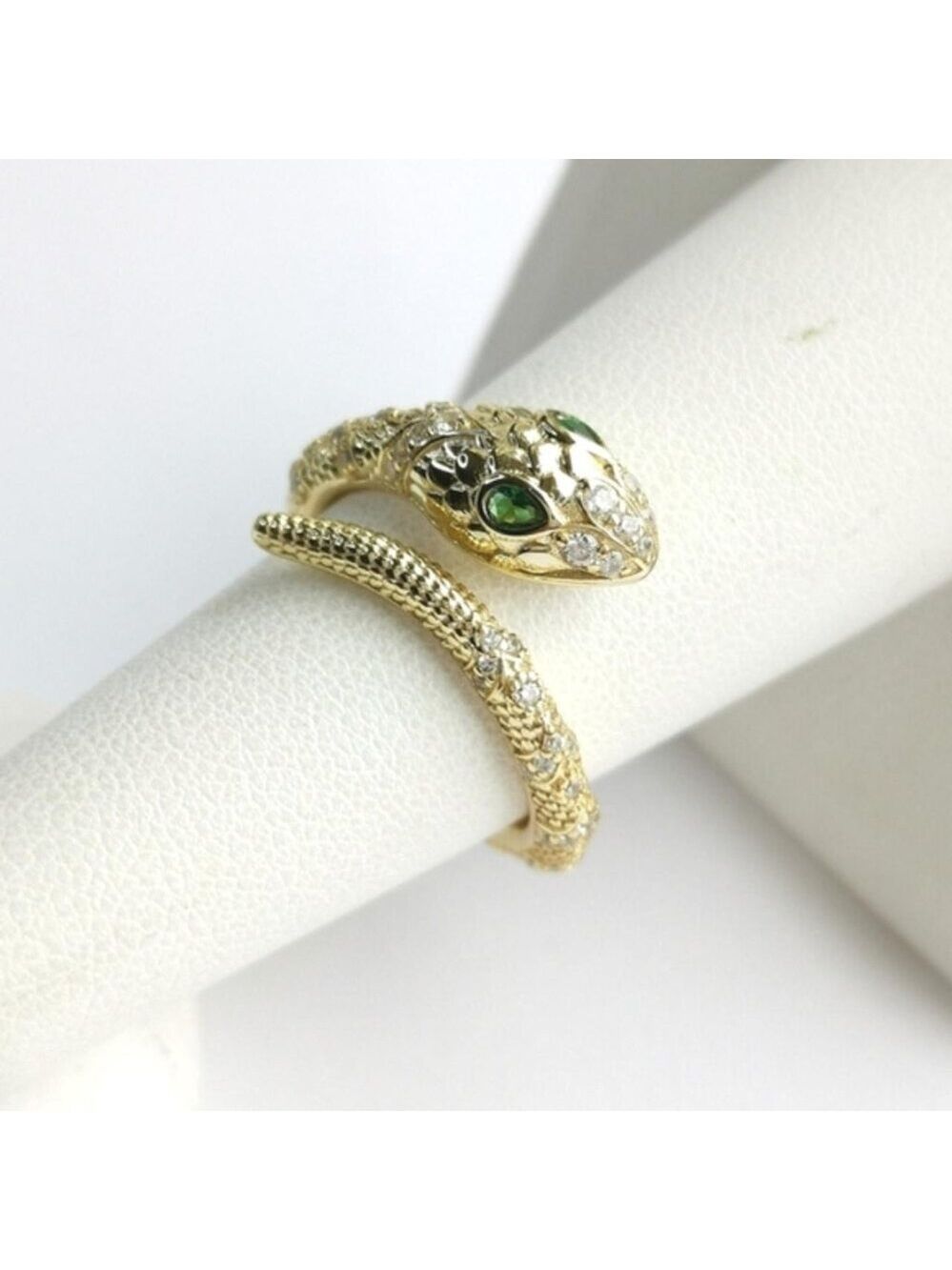 Snake ring serpent in Sterling Silver with 14k yellow gold overlay  🆕